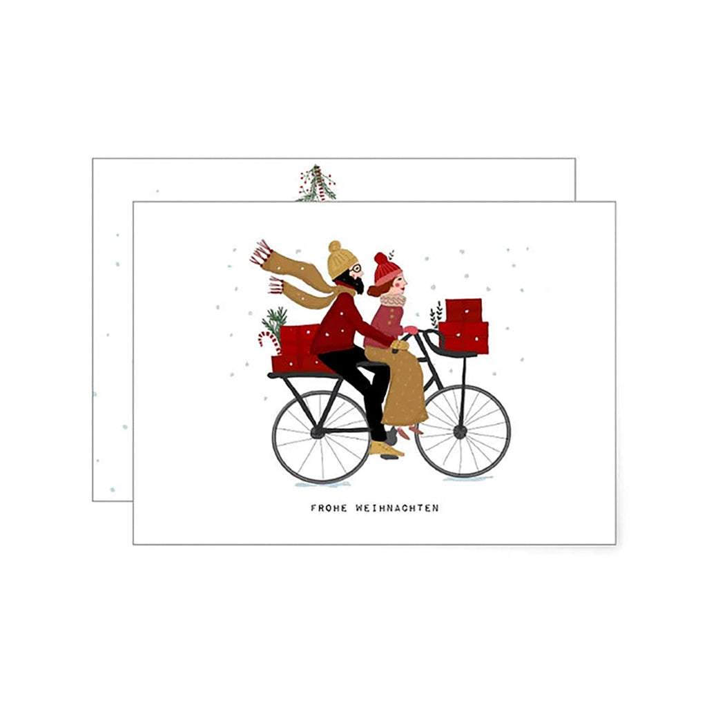 Miao papeterie - Wenskaart met enveloppe - Kerst Fiets-Kaart-DutchMills