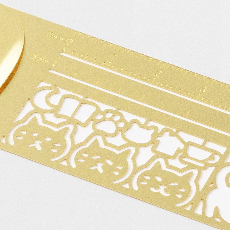 Midori - Clip Ruler Cat Brass-Liniaal-DutchMills