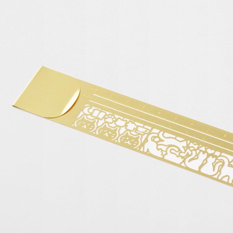 Midori - Clip Ruler Cat Brass-Liniaal-DutchMills
