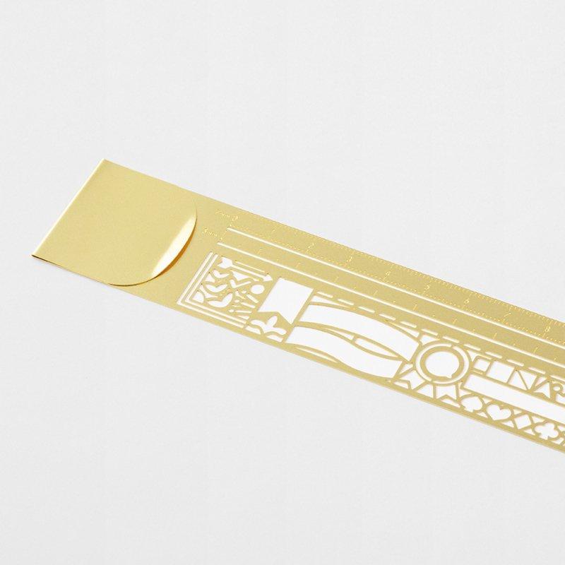 Midori - Clip Ruler Decorative Pattern Brass-Liniaal-DutchMills