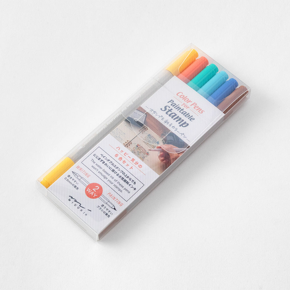 Midori - Color Pens Happy - Set van 6-Stift-DutchMills