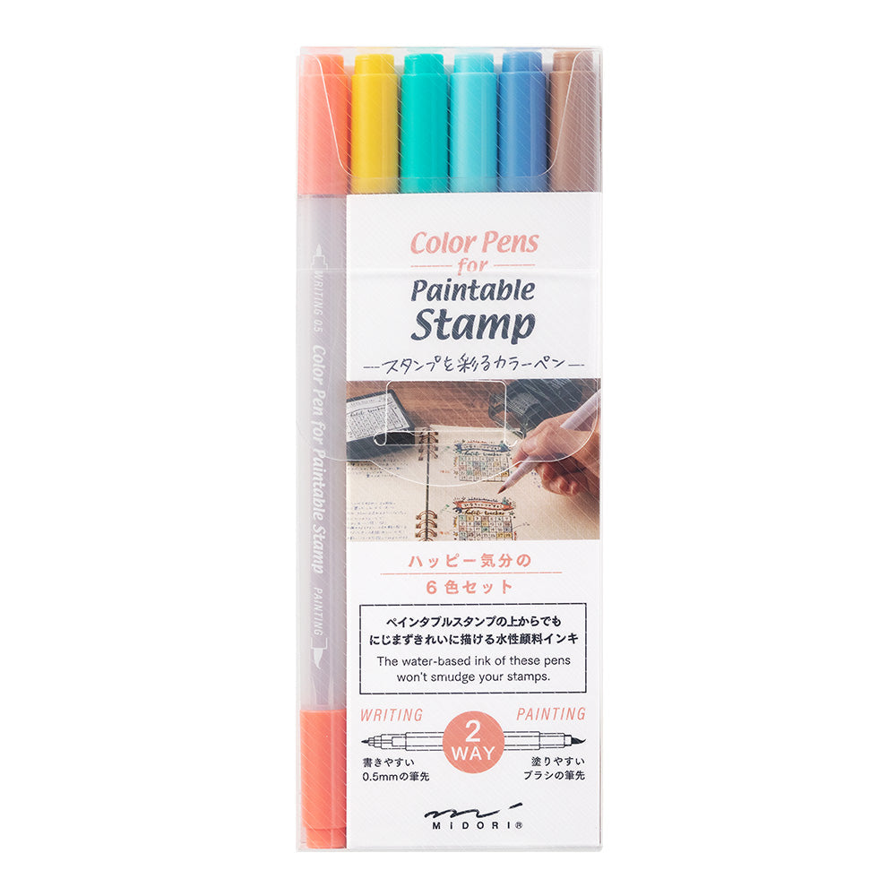 Midori - Color Pens Happy - Set van 6-Stift-DutchMills