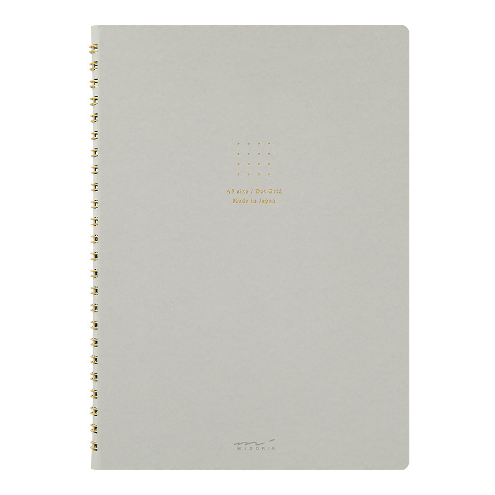 Midori - Ring Notebook Color Dot Grid - Grey-Spiraalboek-DutchMills