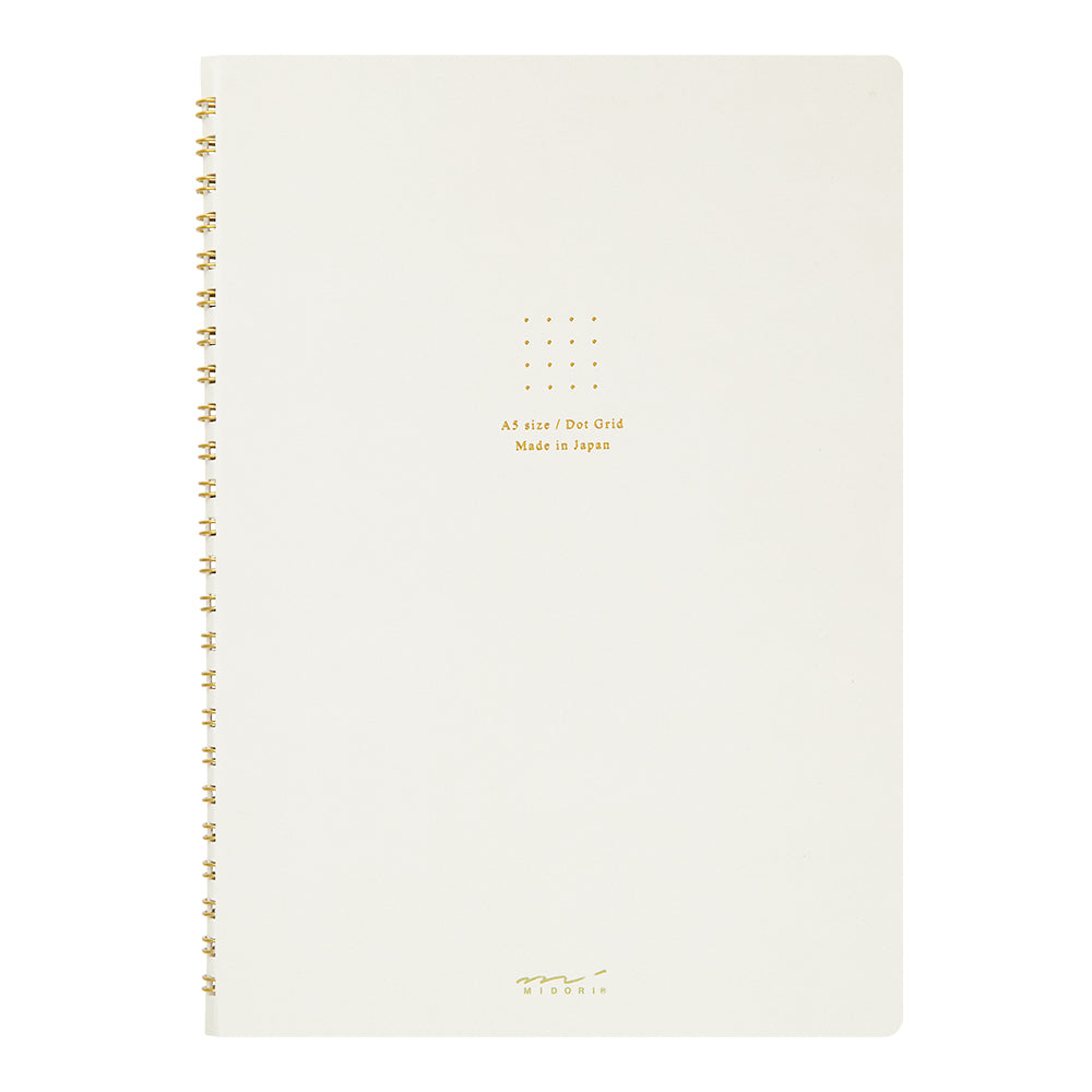 Midori - Ring Notebook Color Dot Grid - White-Spiraalboek-DutchMills