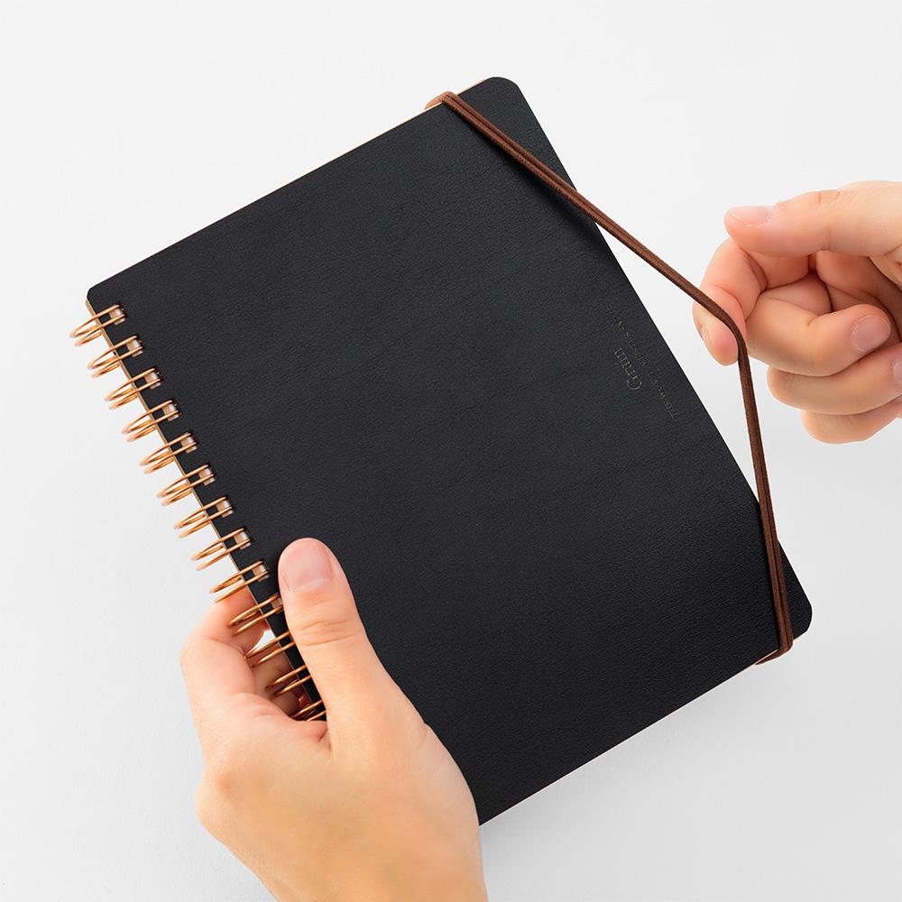 Midori - WM Grain Spiral Notebook B6 Black-Notitieblok-DutchMills
