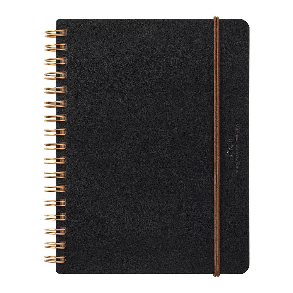 Midori - WM Grain Spiral Notebook B6 Black-Notitieblok-DutchMills