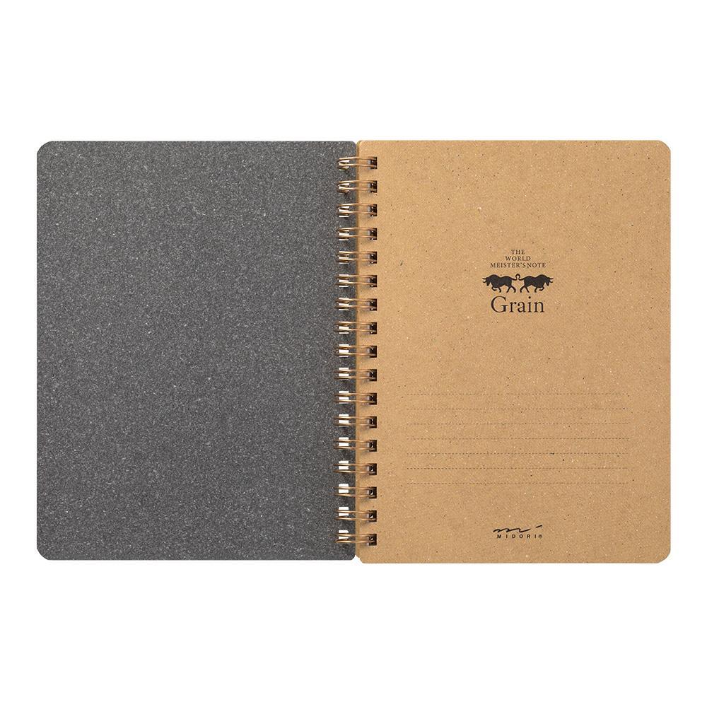 Midori - WM Grain Spiral Notebook B6 Dark Brown-Notitieboek-DutchMills