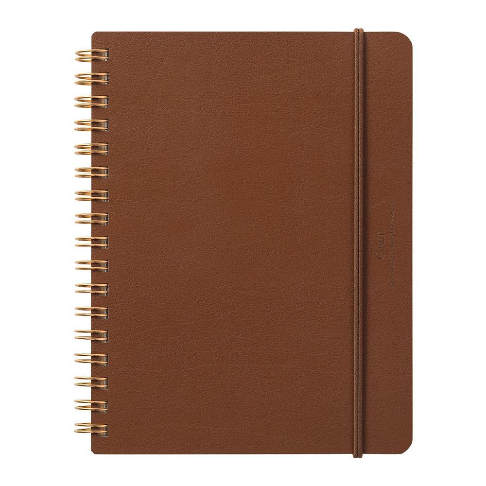 Midori - WM Grain Spiral Notebook B6 Dark Brown-Notitieboek-DutchMills