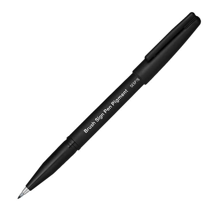 Pentel - Brush Sign Pen Pigment SESP15-AX Zwart (Black)-Stift-DutchMills