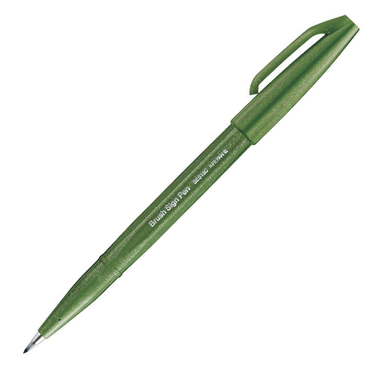 Pentel - Brush Sign Pen SES15C-D2X - Olijfgroen (Olive Green)-Stift-DutchMills