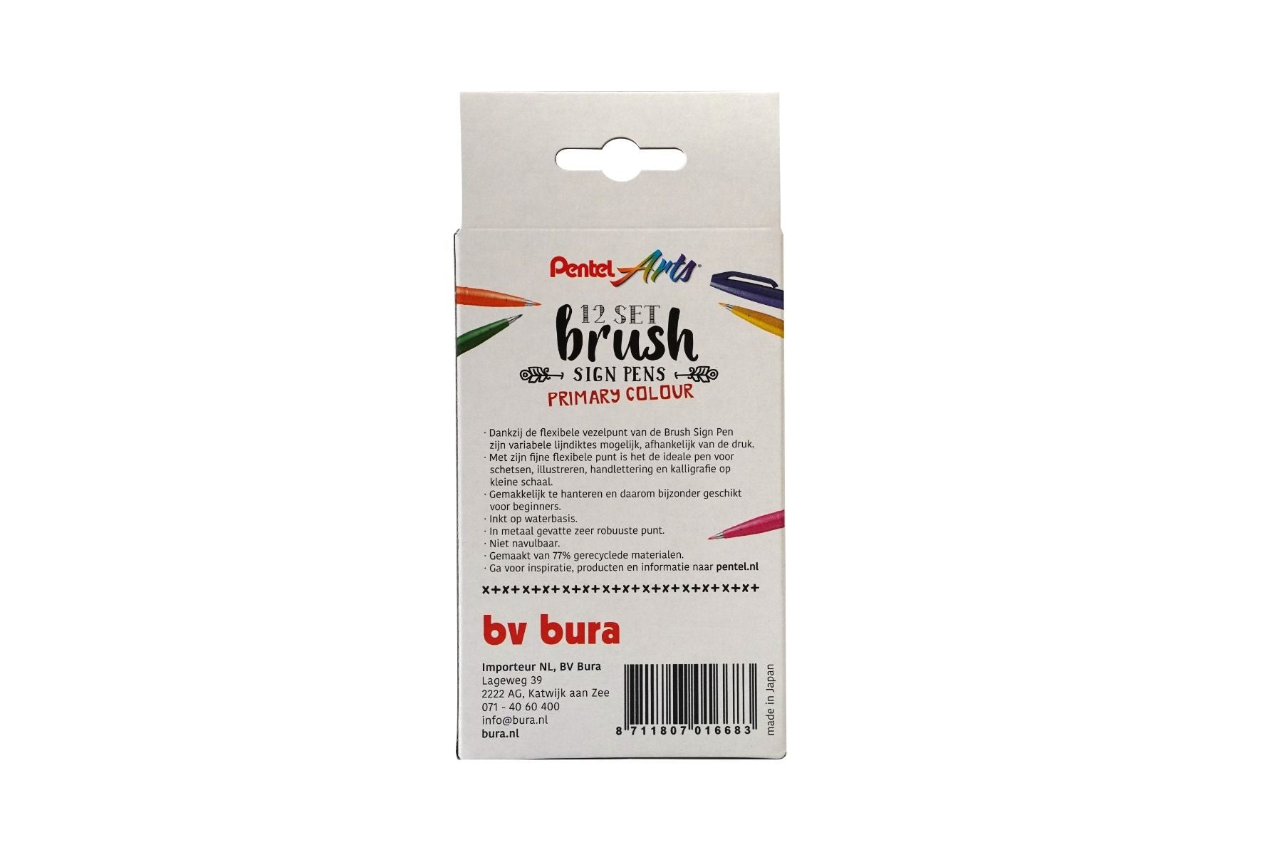 Pentel - Brush Sign Pens - Primary Colour (12 pens)-Stift-DutchMills
