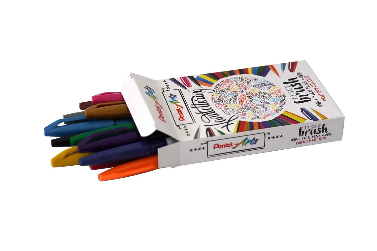 Pentel - Brush Sign Pens - Primary Colour (12 pens)-Stift-DutchMills