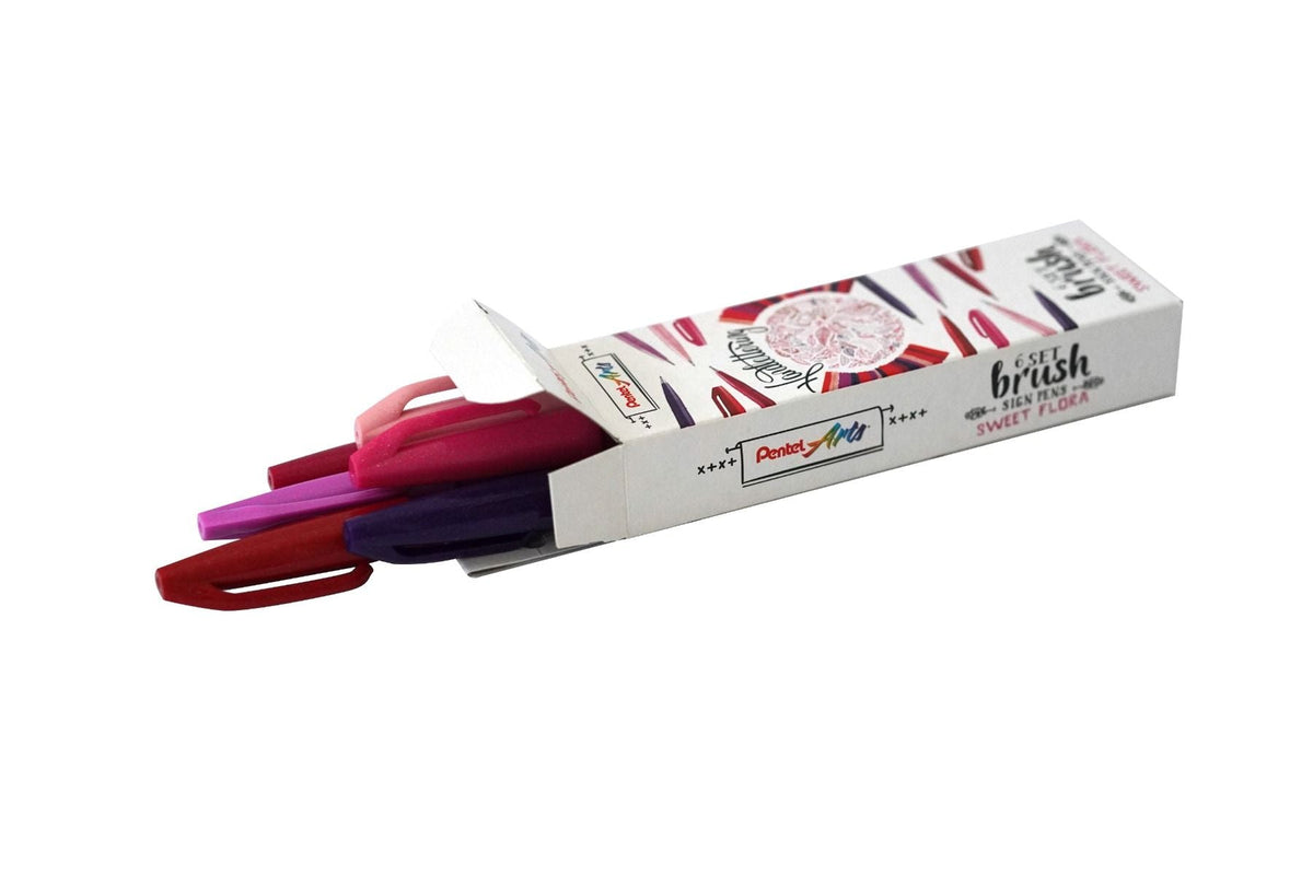 Pentel - Brush Sign Pens - Sweet Flora (6 pens)-Stift-DutchMills