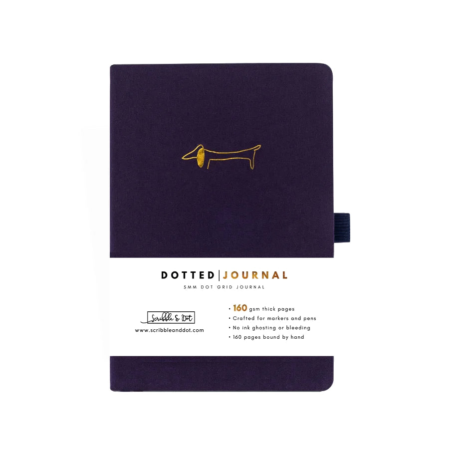 Scribble & Dot - Bullet Journal A5 - Navy Dachshund-Notitieboek-DutchMills