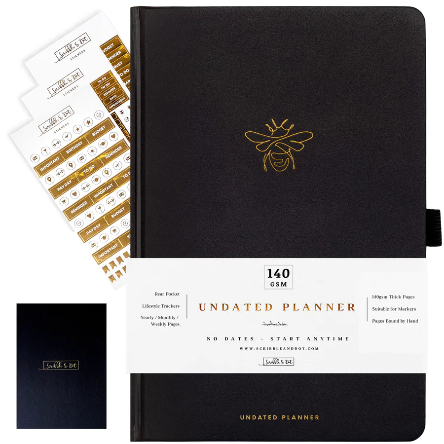Scribble & Dot - Undated Planner A5 - Gold Bee-Planner-DutchMills