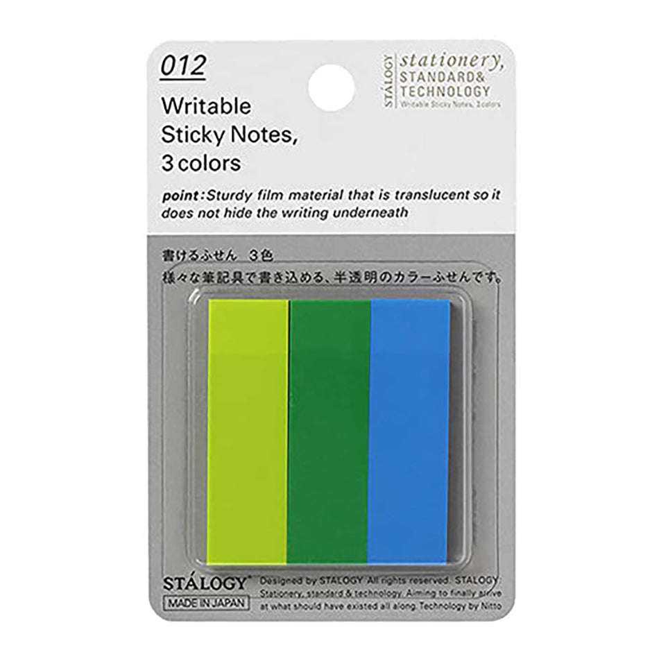 Stalogy - Writable Sticky Notes - 15 x 50 mm, Set B (Lime, Green, Blue)-Sticky Notes-DutchMills
