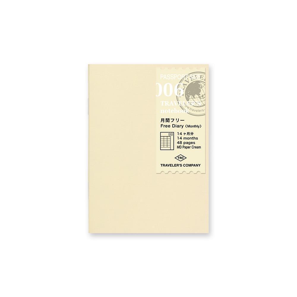 TRAVELER'S Notebook Refill 006 - Free Monthly Diary - Passport Size-Refill-DutchMills