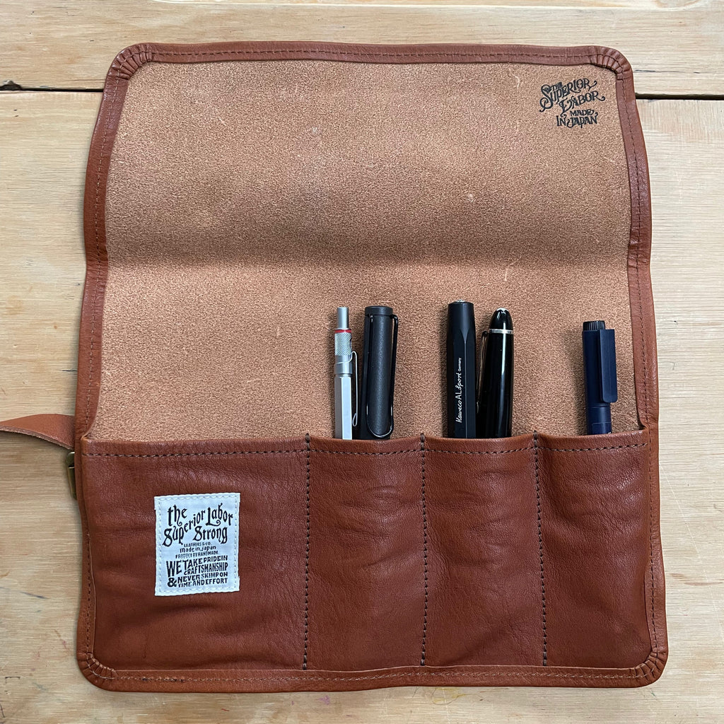 The Superior Labor - Leather Roll Pen Case - Light Brown-Etui-DutchMills