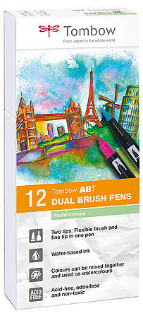 Tombow - ABT Dual Brush Pens (set van 12) - Pastel Colours-Stift-DutchMills