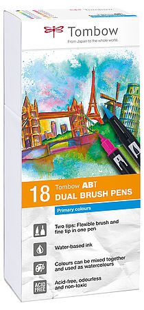 Tombow - ABT Dual Brush Pens (set van 18) - Primary Colours-Stift-DutchMills