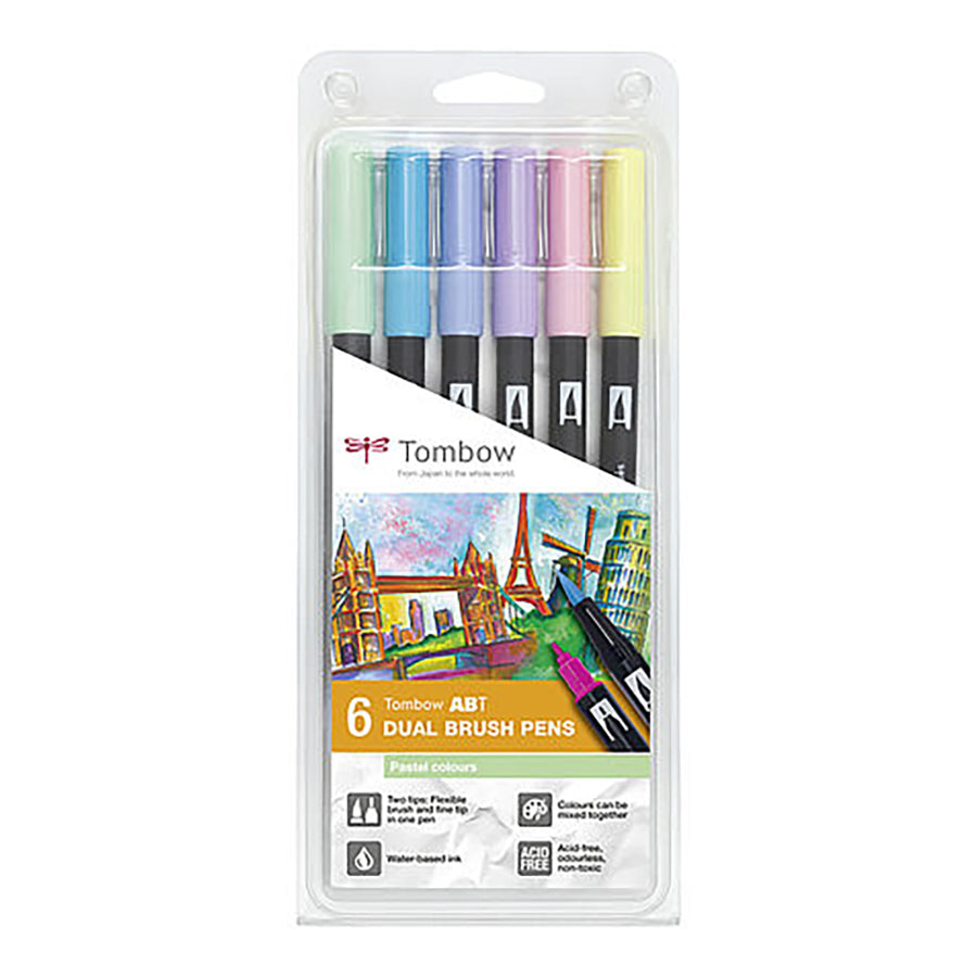 Tombow - ABT Dual Brush Pens (set van 6) - Pastel Colours-Stift-DutchMills