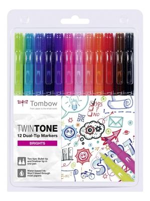 Tombow - Dual-tip Markers TwinTone (set van 12) - Bright Colours-Stift-DutchMills