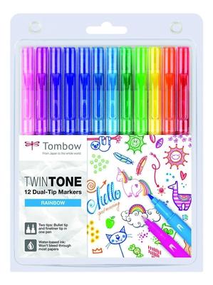 Tombow - Dual-tip Markers TwinTone (set van 12) - Rainbow Colours-Stift-DutchMills