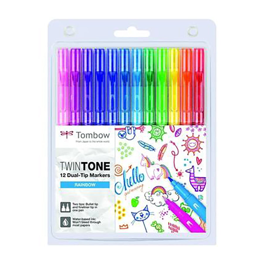 Tombow - Dual-tip Markers TwinTone (set van 12) - Rainbow Colours-Stift-DutchMills