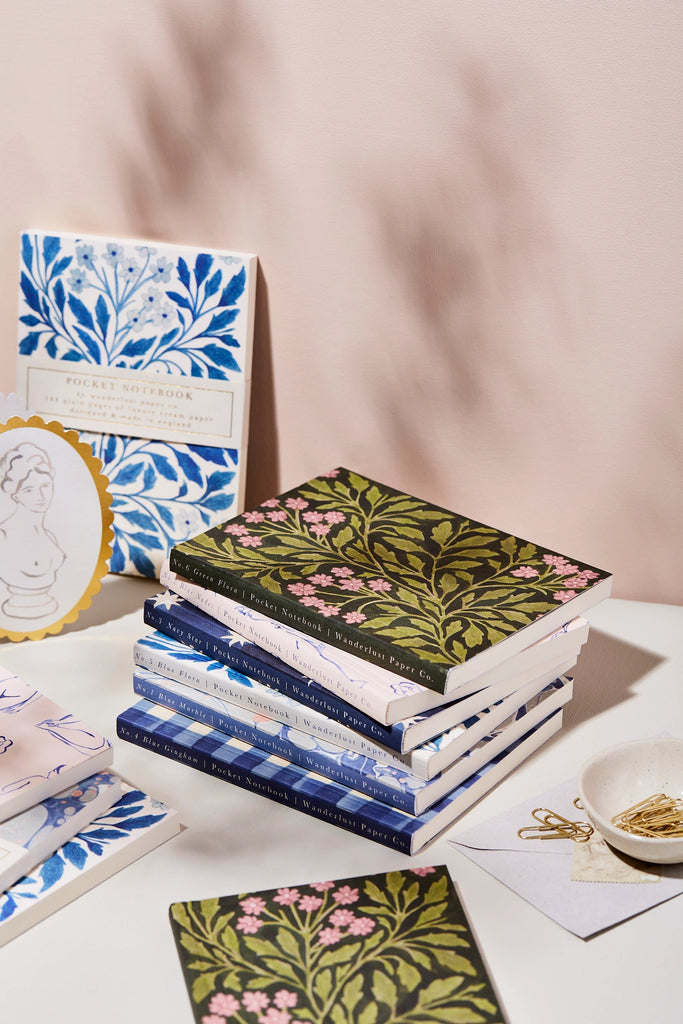 Wanderlust Paper Co. - Blue Flora Pocket Notebook-Notitieboek-DutchMills