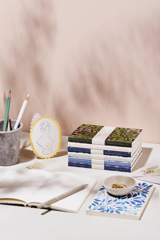 Wanderlust Paper Co. - Blue Flora Pocket Notebook-Notitieboek-DutchMills