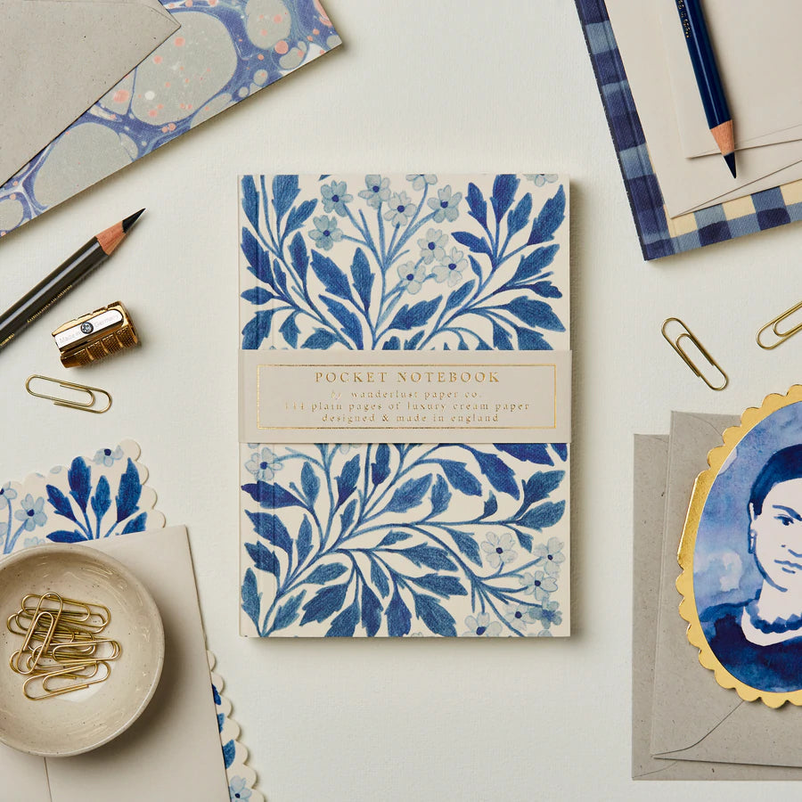 Wanderlust Paper Co. - Blue Flora Pocket Notebook-Notitieboek-DutchMills