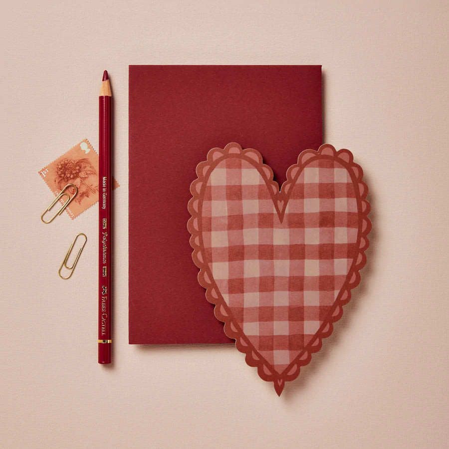 Wanderlust Paper Co. - Red Gingham Heart-Mini Kaart-DutchMills