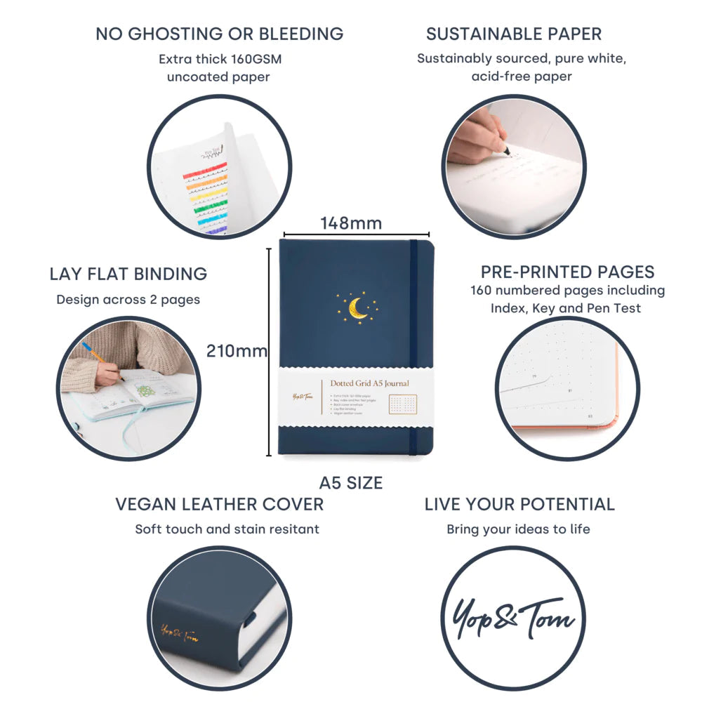 Yop & Tom - A5 Dot Grid Journal - Cloud - Eggshell Blue-Notitieboek-DutchMills