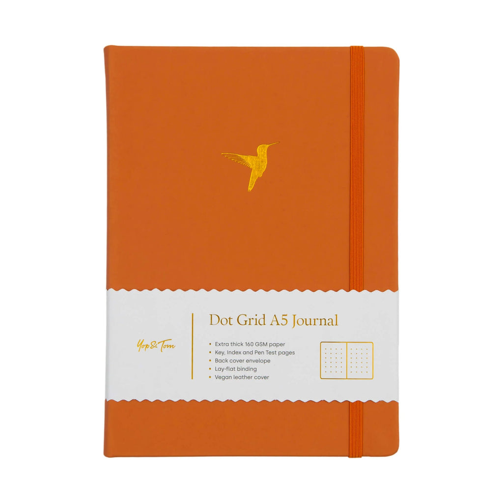 Yop & Tom - A5 Dot Grid Journal - Hummingbird - Burnt Orange-Notitieboek-DutchMills