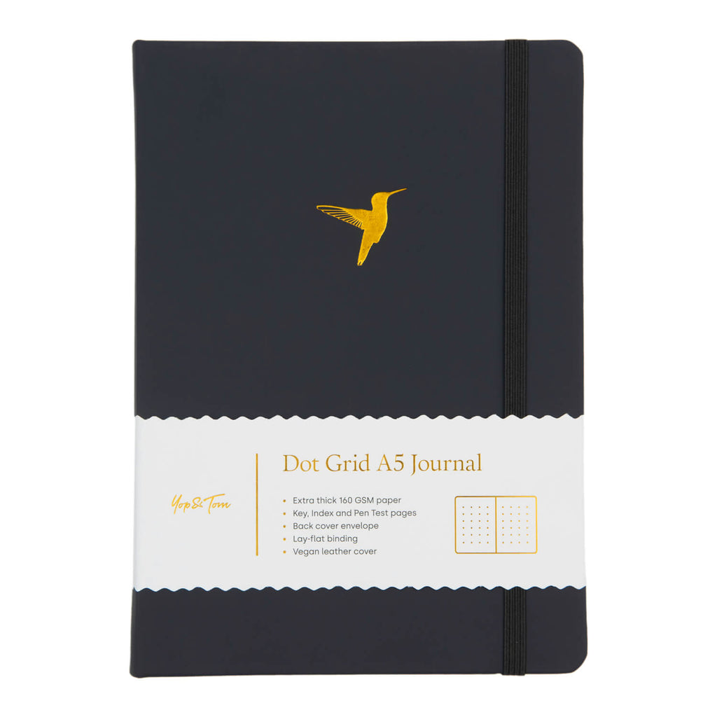 Yop & Tom - A5 Dot Grid Journal - Hummingbird - Charcoal-Notitieboek-DutchMills