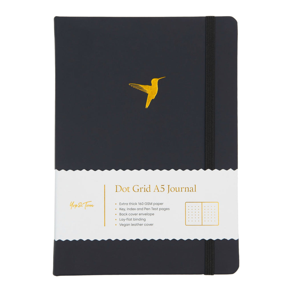Yop & Tom - A5 Dot Grid Journal - Hummingbird - Charcoal-Notitieboek-DutchMills
