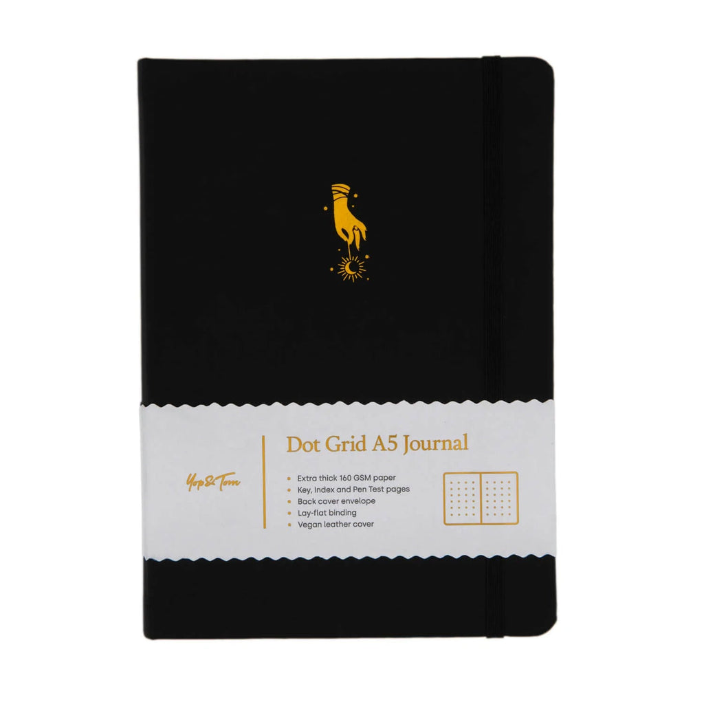 Yop & Tom - A5 Dot Grid Journal - Tarot Hand - Charcoal-Notitieboek-DutchMills