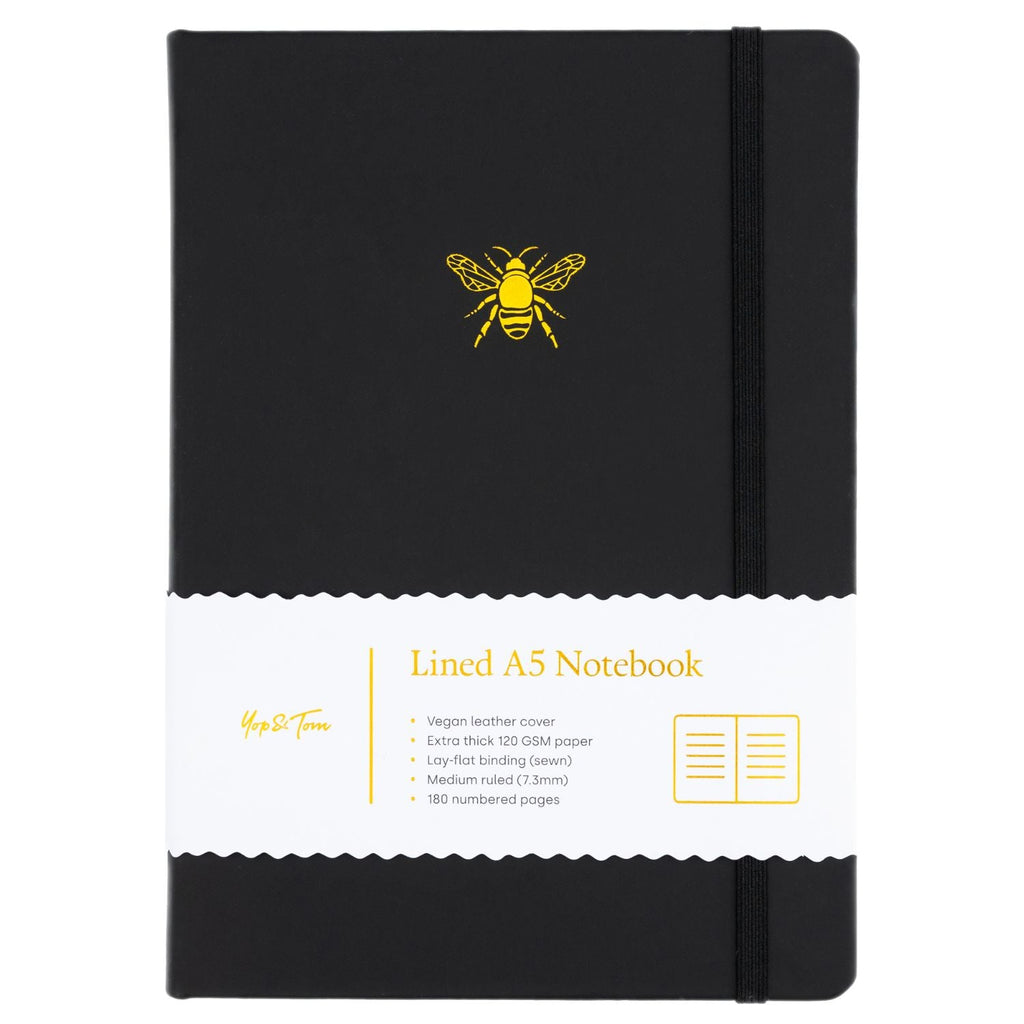 Yop & Tom - A5 Lined Journal - Bee - Charcoal-Notitieboek-DutchMills