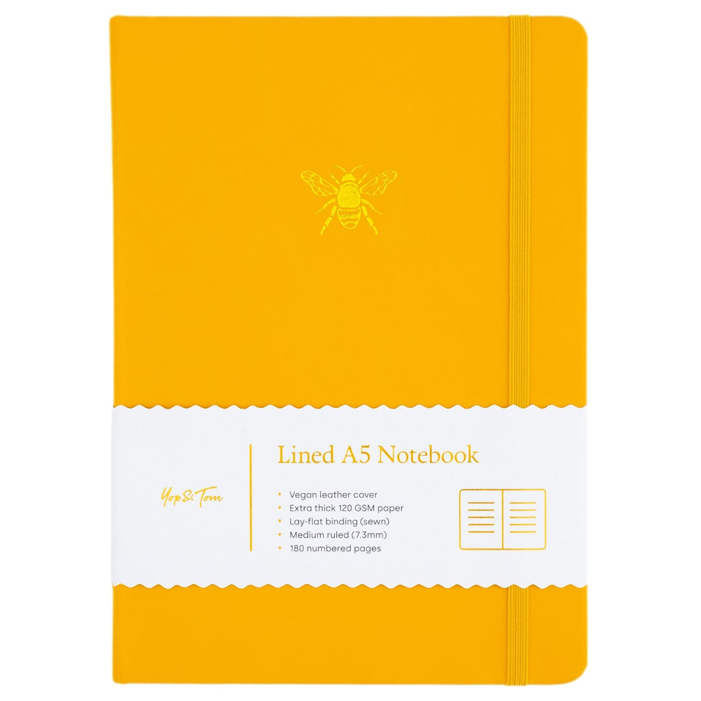 Yop & Tom - A5 Lined Journal - Bee - Sunshine Yellow-Notitieboek-DutchMills